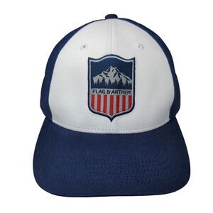 Flag & Anthem Snapback Trucker Hat Blue One Size Adjustable Mesh Back 6 Panel